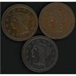 3 1854 Cents, all VF35