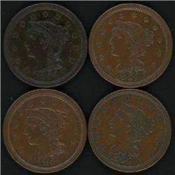 4 1854 Cents, all VF20