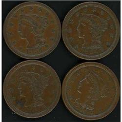 4 1854 Cents, all VF30
