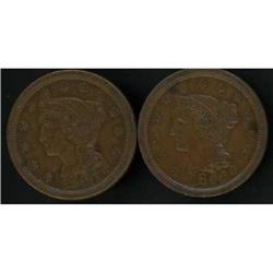 2 1855 Cents with Italic 55