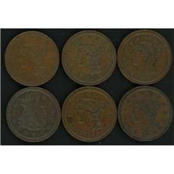 6 1855 Cents VF20 to VF30