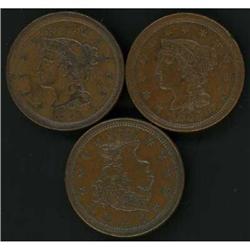 3 1855 Cents, all VF35