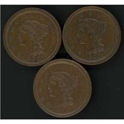 3 1856 Cents EF40 to EF45