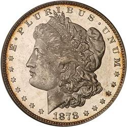 1878 Morgan Dollar. 8 tail feathers PCGS MS63 PL