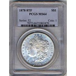 1878 Morgan Dollar. 8 tail feathers PCGS MS64