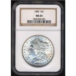 1886 Morgan Dollar NGC MS65