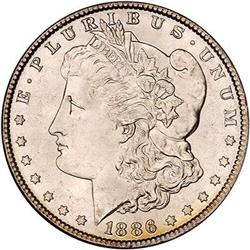 1886 Morgan Dollar. NGC MS65