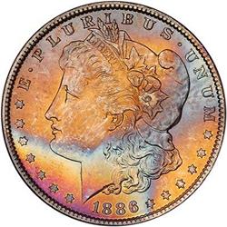1886 Morgan Dollar. NGC MS65