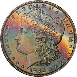 1886 Morgan Dollar. NGC MS65