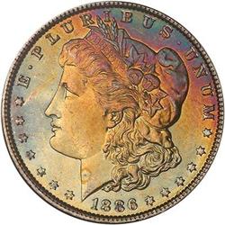1886 Morgan Dollar. NGC MS65