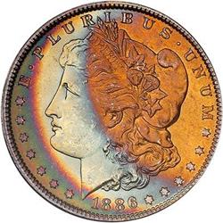 1886 Morgan Dollar. NGC MS63