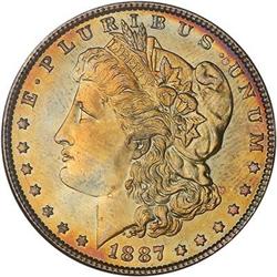 1887 Morgan Dollar. NGC MS65