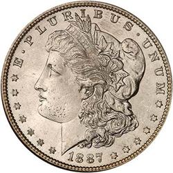 1887 Morgan Dollar. NGC MS65