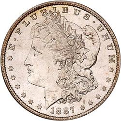 1887 Morgan Dollar. NGC MS64