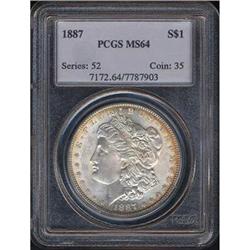 1887 Morgan Dollar PCGS MS64