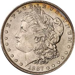 1887 Morgan Dollar. NGC MS63