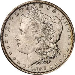 1887 Morgan Dollar. NGC MS63