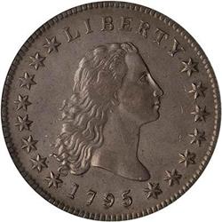 1795 Flowing Hair S$1. 3 leaves. NGC AU58