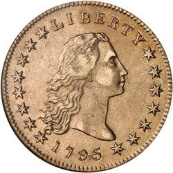 1795 Flowing Hair $ 3 leaves beneath each wing NGC AU53