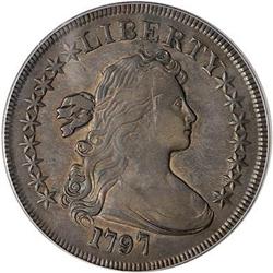 1797 Draped Bust $. 9 stars left 7 right sm l PCGS VF35