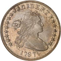 1797 Draped Bust S$1. 10X6 Lg Letters BB-71 NGC AU53
