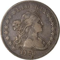 1798 Draped Bust S$1. Sm. Eagle 15 Stars NGC VF30