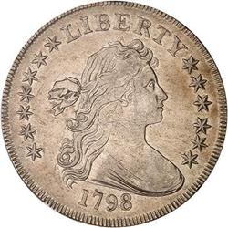 1798 Draped Bust S$1. Sm. Eagle 13 Stars BB-82 NGC AU55