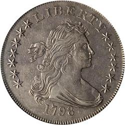 1798 Draped Bust S$1. Lg Eagle Knob 9 PCGS AU53