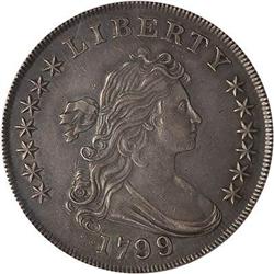 1799 Draped Bust S$1. Irreg. date, 13 stars PCGS AU55