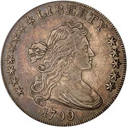 1799 Draped Bust Dollar 8 stars left, 5 right PCGS XF45