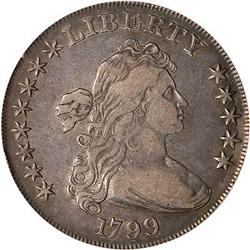 1799 Draped Bust Dollar. 8 stars L, 5 R PCGS VF30
