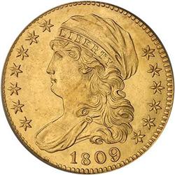 1809 $5 Capped Draped Bust. 9 over 8 PCGS MS63
