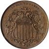 Image 1 : 1866 Pattern Five Cents Copper, plain edge PCGS PR63 BN