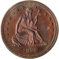 1867 Pattern 25C Copper J-590 PCGS PR64 BN