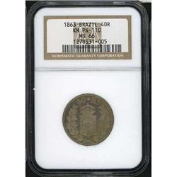 Brazil. Pedro II, 1831-1889, 40 Reis Pattern, 1863