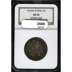 Chile. Ferdinand VII 2 Reales 1810-SO FJ KM-74 NGC AU55