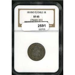Chile. Ferdinand VII, 1 Real, 1810SO FJ KM-65 NGC XF45