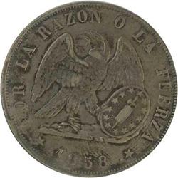 Chile. Republic, 1858 JS VF/EF