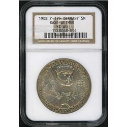 Saxe-Weimar-Eisenach. Wilhelm Ernst, 5 Mark NGC MS 65