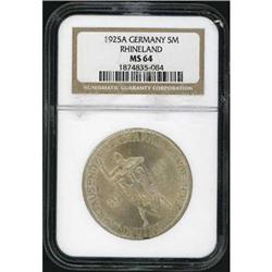 German Area. Weimar Republic, 1925 A NGC MS 64