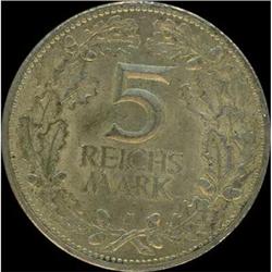 German Area. Weimar Republic, 5 Mark, 1925 J AU