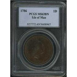 Isle of Man. under British rule, 1786 PCGS MS 63 BN