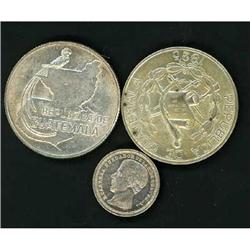 Guatemala Lot of three Uncirculated coins.