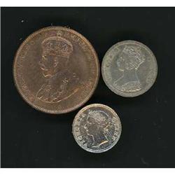 Hong Kong. British Rule Lot of Three Coins