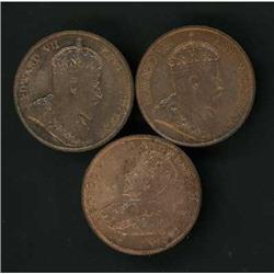 Hong Kong. British Rule, Large Cent Lot of Three coins