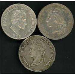 Latin America. Lot of Three Coins
