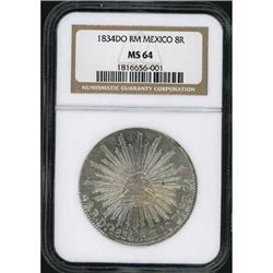 Mexico. Republic, 8 Reales, 1834 RM NGC MS 64