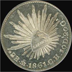 Mexico. Republic, 2 Reales, 1861 CH Brilliant Unc.