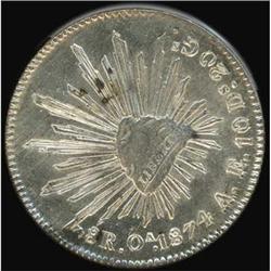 Mexico. Republic, 8 Reales, 1874 AE Choice Unc.