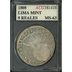 Peru. Charles IV, 1788-1808, 8 Reales, 1808 JP MS 63
